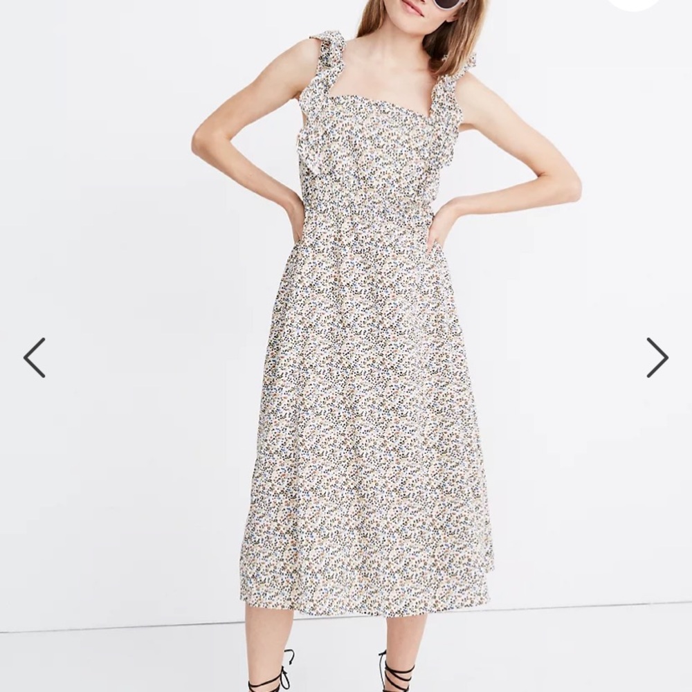 Madewell floral ruffle sleeves dress